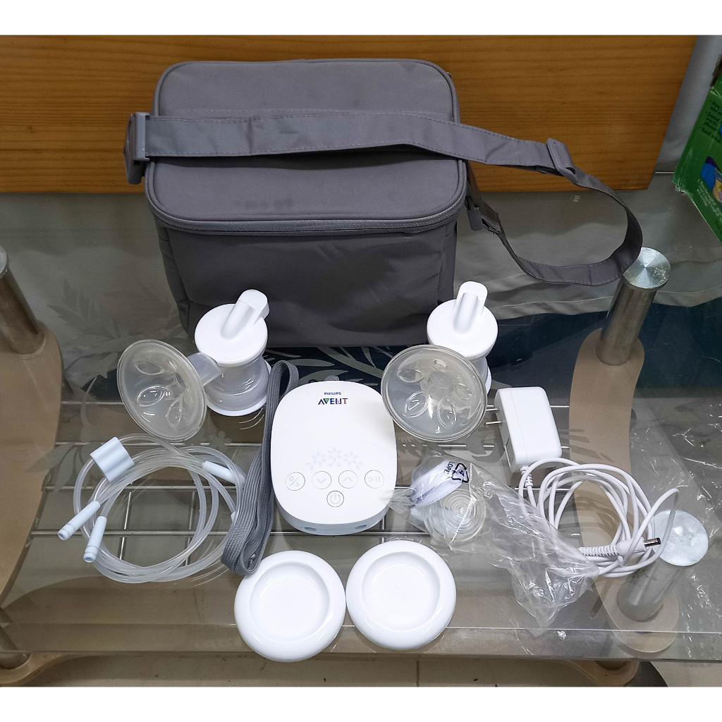 KHÔNG KÈM BÌNH SỮA AVENT - THANH LÝ Máy hút sữa bằng điện đôi Philips Avent hoa tuyết SCF303
