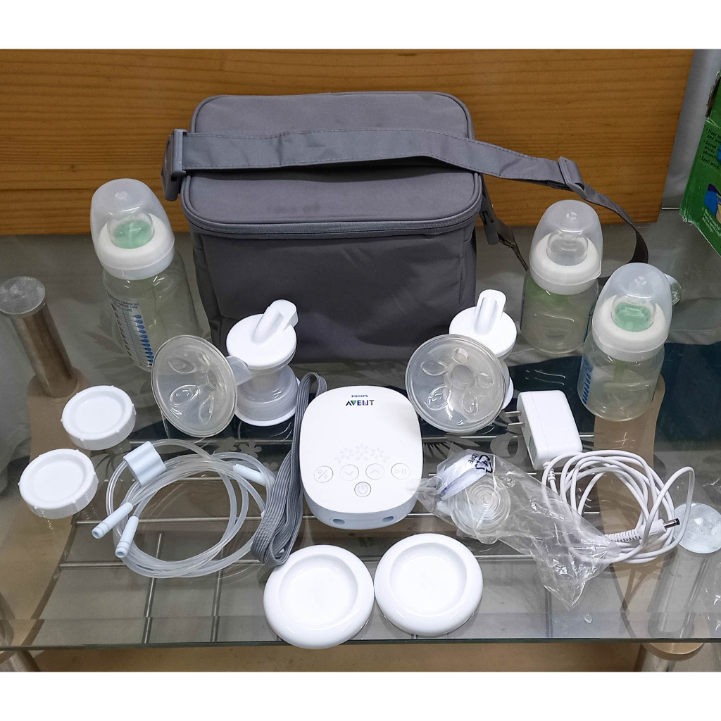 KHÔNG KÈM BÌNH SỮA AVENT - THANH LÝ Máy hút sữa bằng điện đôi Philips Avent hoa tuyết SCF303