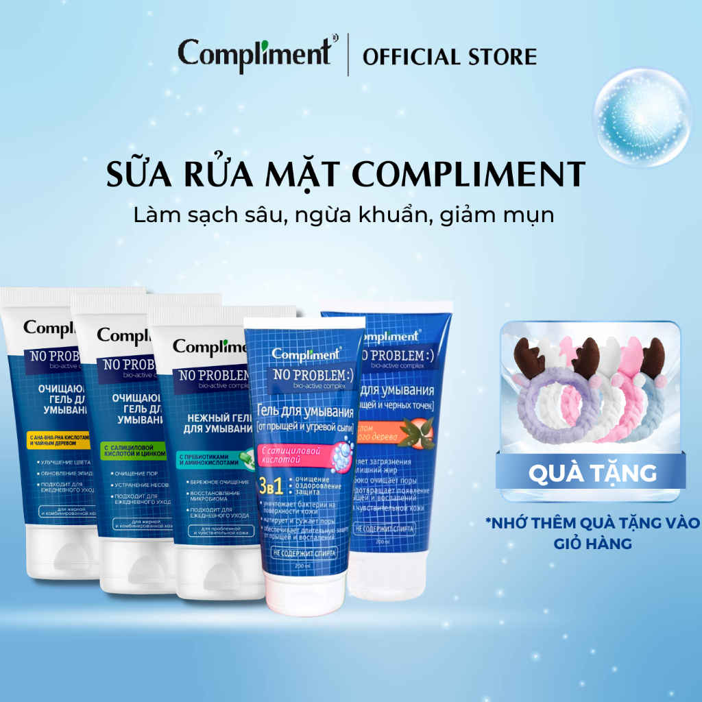 Sữa Rửa Mặt Compliment No Problem ngăn ngừa mụn sạch sâu 200ml