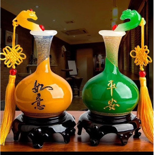 Cặp lọ bình an như ý phát tài phát lộc thu hút tài lộc và trang trí phòng khách làm quà tân gia