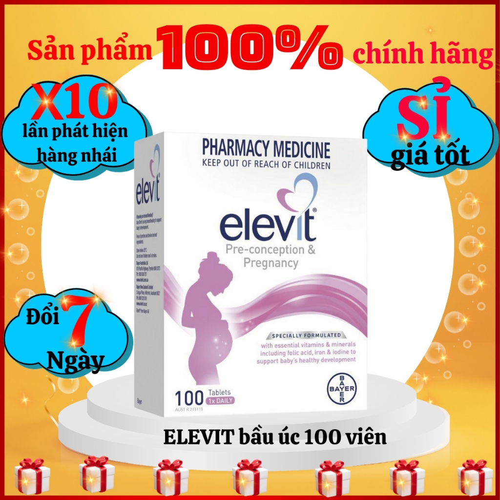Elevit bầu,Elevit sau sinh và trước bầu,elevit úc vitamin tổng hợp 100 viên