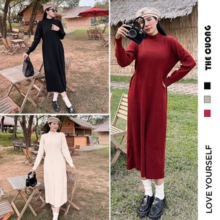 Đầm bầu công sở dáng suông c8682 len quảng châu form dài rộng sang chảnh - váy bầu dự tiệc đi chơi điệu đà sang chảnh