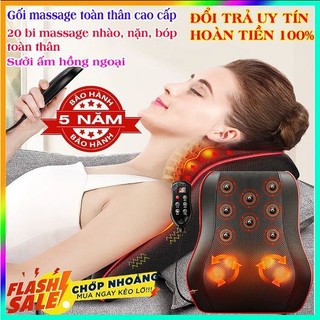 Gối massage cổ vai gáy 20 bi mẫu mới , máy massage cổ vai gáy hồng ngoại, hỗ trợ giảm nhức mỏi toàn thân