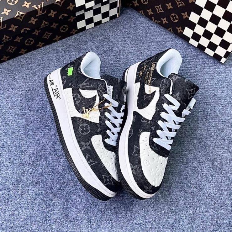 Giày Thể thao Sneaker Louis_Vuitton x Nike_Air Force1 Low By Triple White/Af1 LV Full Trắng Xám Đen
