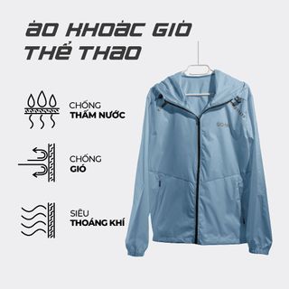 Áo khoác gió thể thao Goya chống thấm màu xanh pastel
