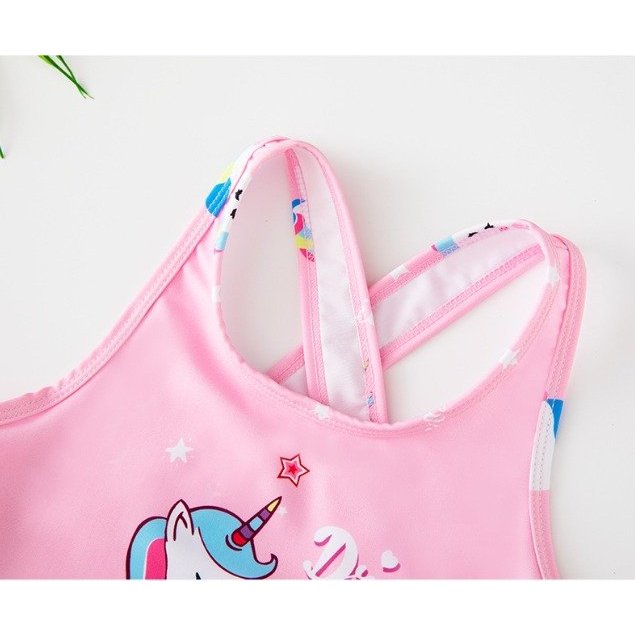 Đồ Bơi Bé Gái Ngắn Tay Kiểu Váy, Quần Đùi Rời Mẫu Ngựa UNICON- Đồ Bơi Trẻ Em Thương Hiệu YUKE - Đồ Bơi Bé Gái