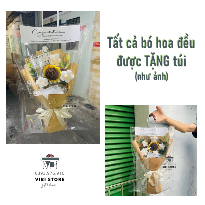 Bó hoa len tặng bạn bè  giá rẻ dễ thương