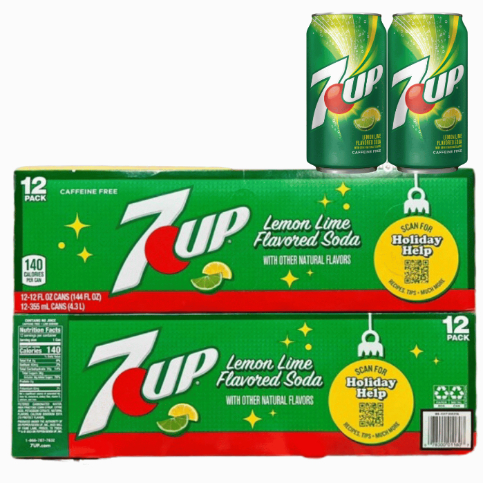 Thùng 12 lon 7Up Mỹ 355ml hương Chanh/Cherry