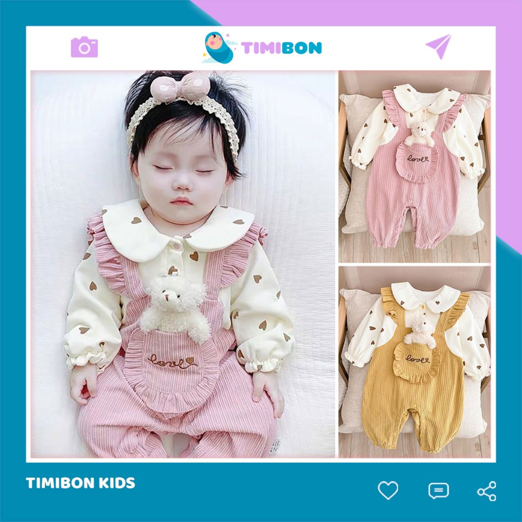 Bodysuit Cho Bé Gái Yếm Tiểu Thư Đầy Tháng Thôi Nôi Thun Gân Dễ Thương - [BDD52]