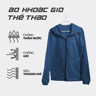 Áo khoác gió thể thao Goya chống thấm màu xanh Navy
