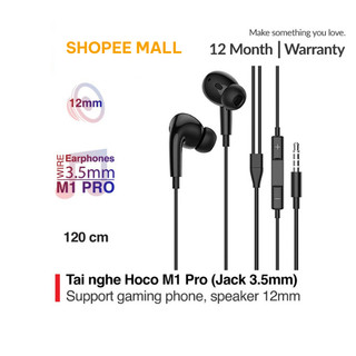  Tai nghe nhét tai M1 Pro Chính hãng Jack 3.5mm dùng Nghe nhạc Chơi Game Học Zoom có dây có mic Gaming giá rẻ NAHU 