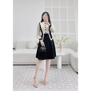 [JAMELA] Váy tiểu thư tay dài phối voan phong cách Vintage