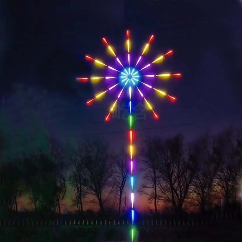 Bộ Đèn Led Pháo Hoa Ngoài Trời 11 Tia và 15 Tia, Đường Kính 2m, Cao 6m Có Khung Xương Lắp Ráp Dễ Dàng Tiện Lợi