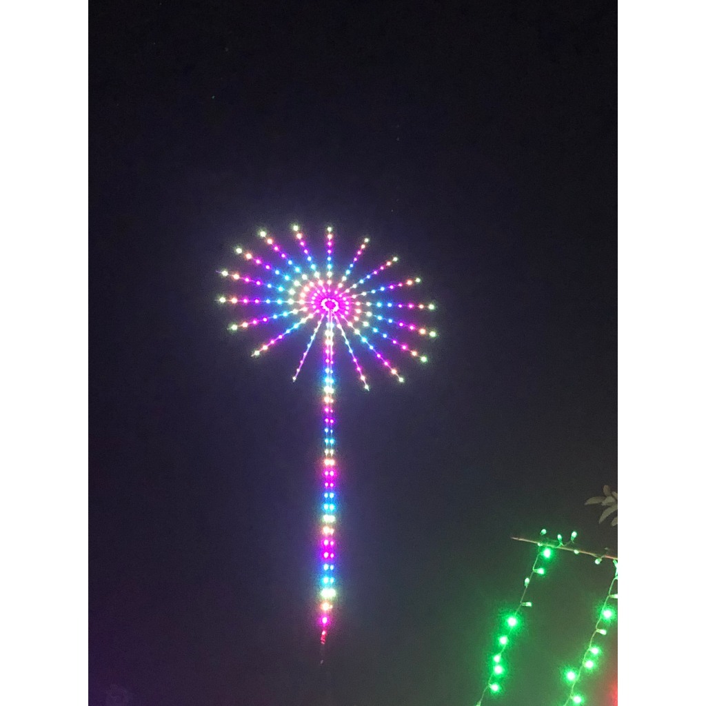 Bộ Đèn Led Pháo Hoa Ngoài Trời 11 Tia và 15 Tia, Đường Kính 2m, Cao 6m Có Khung Xương Lắp Ráp Dễ Dàng Tiện Lợi