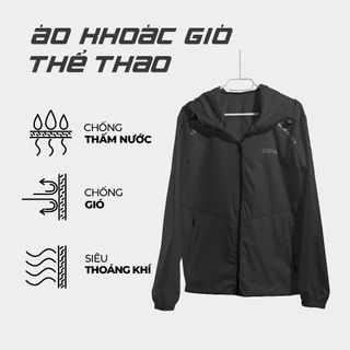 Áo khoác gió thể thao Goya chống thấm màu đen