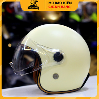Mũ bảo hiểm 3/4 có kính chắn gió màu sữa,gọn nhẹ,nón bảo hiểm ba phần tư NTMAX TRUMP cao cấp cho cả nam và nữ