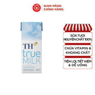 Thùng 48 hộp sữa TH True MILK nguyên chất không đường 180ml