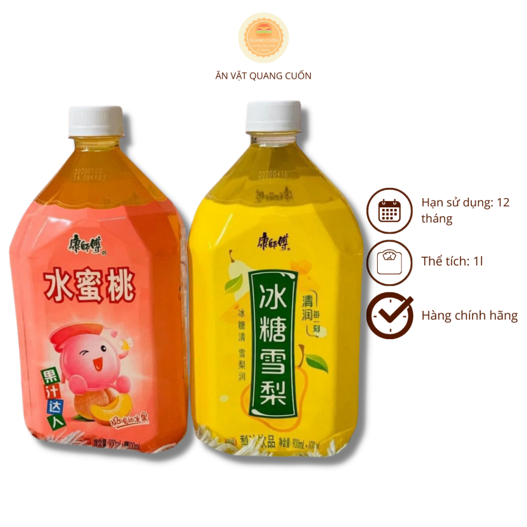 Nước Lê Ép, Nước Đào Ép chai 1 lít - Ăn Vặt Quang Cuốn