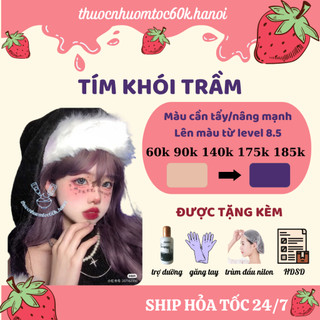 [TẨY MẠNH]Thuốc nhuộm tóc màu Tím Khói/Tím Khói Sữa/Tím Lavender kèm oxy trợ dưỡng găng tay