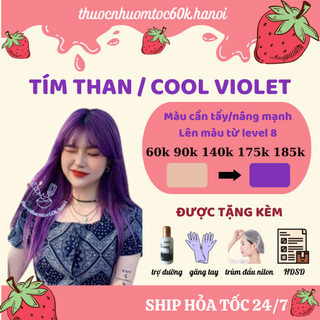 (TẨY) Thuốc nhuộm tóc màu TÍM LẠNH/TÍM THAN LẠNH kèm oxy trợ nhuộm dưỡng và găng tay