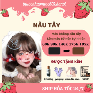 Thuốc nhuộm tóc màu NÂU TÂY, NÂU TÂY KHÓI, NÂU TÂY LẠNH kèm trợ nhuộm dưỡng và găng tay của thuocnhuomtoc60k.hanoi
