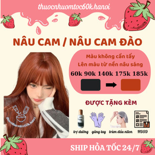 Thuốc nhuộm tóc màu Nâu Cam/Nâu Cam Đào/Nâu Cam Đất kèm oxy trợ dưỡng găng tay