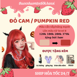  Thuốc nhuộm tóc màu Cam Đỏ Đỏ Cam Pumpkin Red cần tẩy nâng tông tặng kèm trợ dưỡng găng tay 