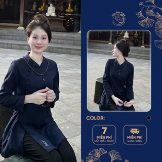  Đồ lam đi chùa nữ Bộ pháp phục cổ tàu vạt chéo thanh lịch nhẹ nhàng - B46 
