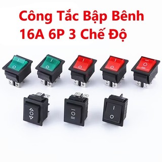 Công tắc bập bênh kcd4 250vac-16a 6p 3 chế độ màu đen, đỏ không đèn, xanh đỏ có đèn