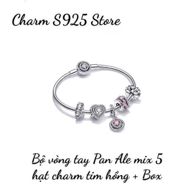 COMBO BỘ VÒNG TAY PAN ALE MIX 5 HẠT CHARM BẠC S925 THUẦN KHIẾT HÀNG CAO CẤP