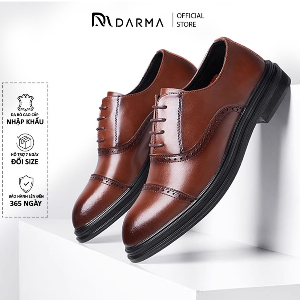 Giày Tây Nam Trung Niên Dự Tiệc Dây Buộc Hàng Hiệu Cao Cấp Giày Oxford Đế Cao 4cm Da Bò Nguyên Tấm Phong Cách Sang Trọng