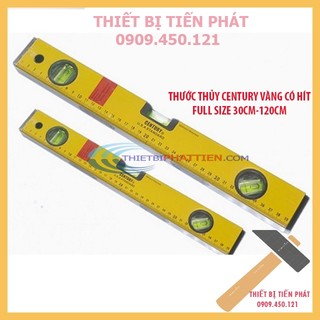 Thước Thủy Nhôm CENTURY Màu Vàng Có Nam Châm Hít Đủ Kích Thước Full Size 30cm-120cm (Chính Hãng)
