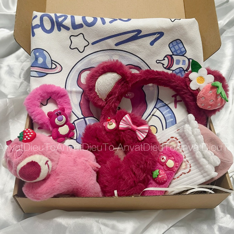[Hoả tốc] Bộ quà gấu dâu cao cấp - túi tote siêu xinh