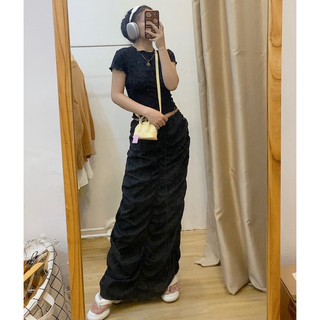 váy dây rút 2 màu trắng đen