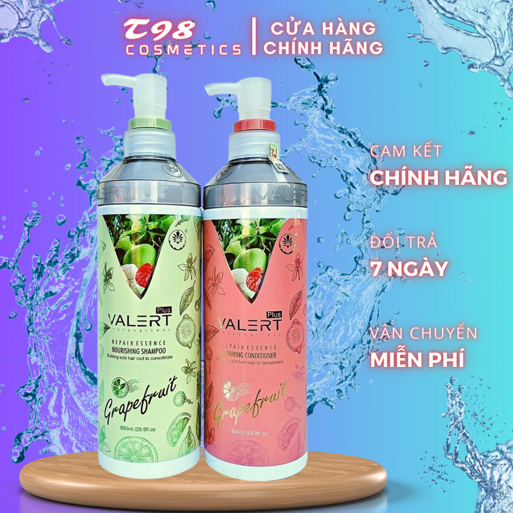 Cặp Dầu Gội Xả VALERT GRAPEFRUIT Hương Bưởi 850ml Chống rụng kích mọc tóc phục hồi tóc hư tổn - T98 COSMETICS
