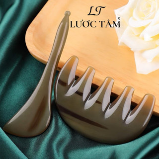 Combo 2 dụng cụ massage mặt và đầu bằng sừng lưu thông máu não, nâng cơ đẹp da LƯỢC TÂM cao cấp