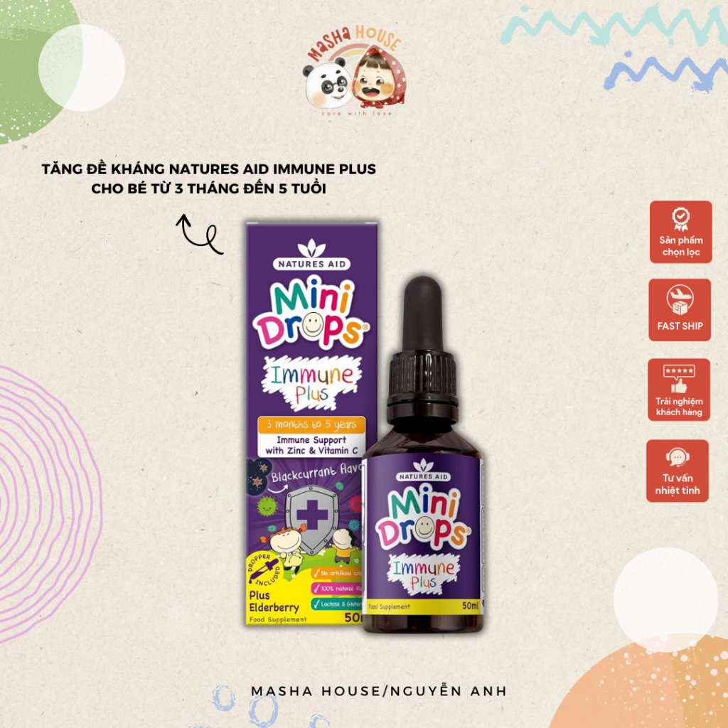 Tăng đề kháng cho bé Mini Drops Immune Plus Zinc & Vitamin C