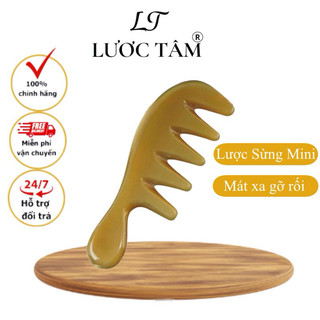 Lược massage bằng sừng chải tóc gỡ rối mini bỏ túi LƯỢC TÂM cao cấp