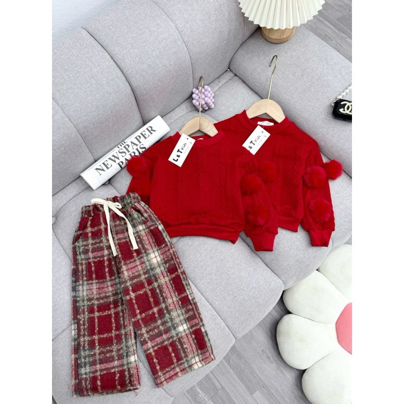 Set Bộ Áo len quần xuông xinh đẹp cho bé gái