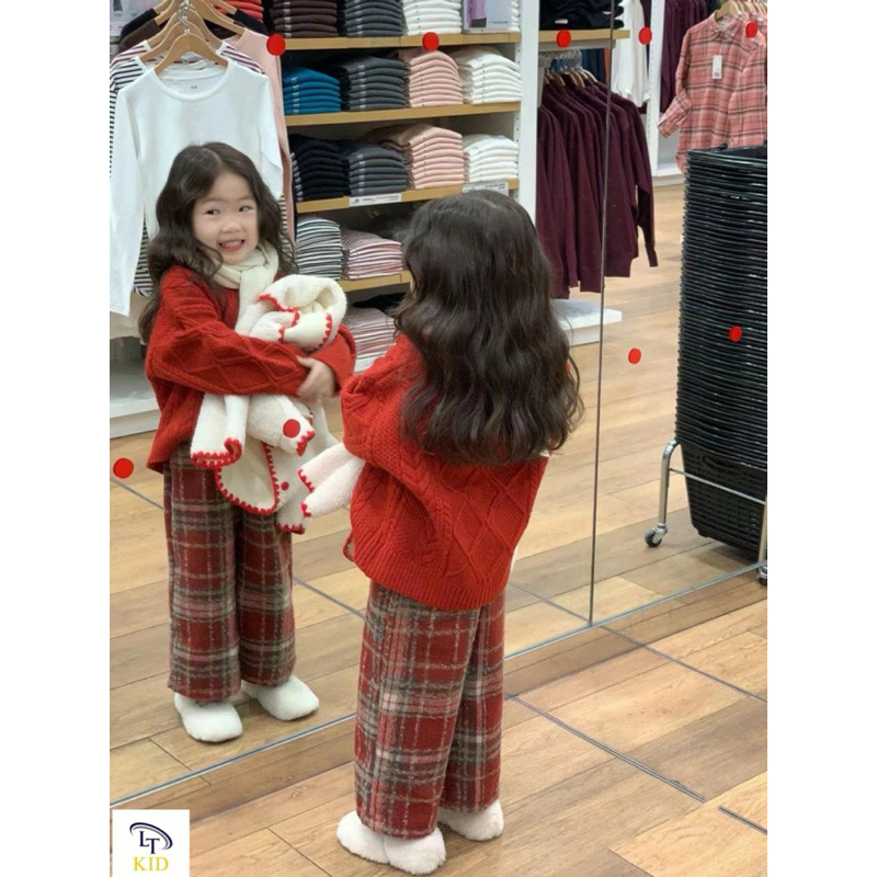Set Bộ Áo len quần xuông xinh đẹp cho bé gái