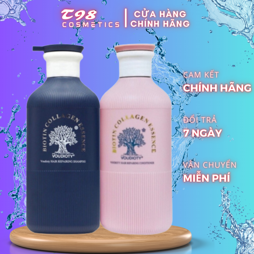 Dầu gội xả phục hồi hương nước hoa Biotin Collagen Voudioty Pink - Blue 500ML - T98 COSMETICS