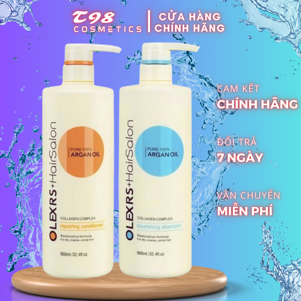 Cặp Dầu Gội Xả Olexrs Argan Oil Collagen 960ml Cho Tóc Khô Xơ Hư Tổn Tóc Gàu Ngăn Rụng Tóc. - T98 COSMETICS