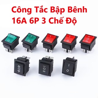  Công Tắc Bập Bênh KCD4 250VAC-16A 6P 3 Chế Độ màu đenm đỏ không đèn xanh đỏ có đèn 