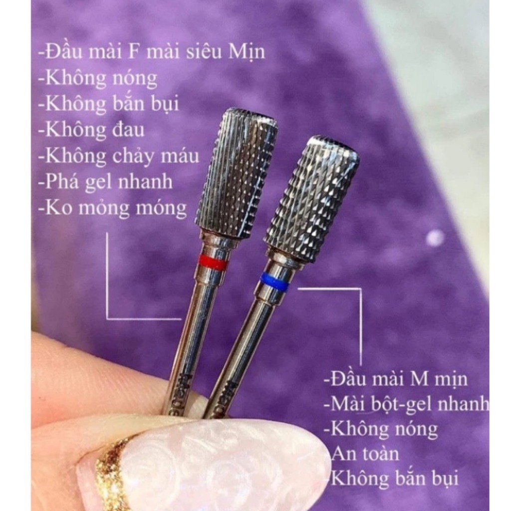  Đầu mài chuẩn Mỹ mịn siêu mịn phá gel phá bột không bắn bụi không nóng móng bo viền làm nail 