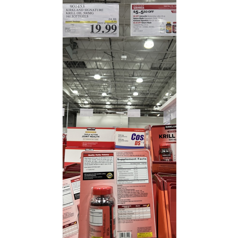 Dầu nhuyễn thể 160 viên krill oil 500mg kirkland krill 160 viên đóng gói tại Mỹ