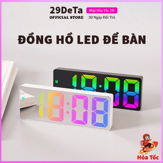 Đồng hồ LED để bàn nhiều màu 29deta có báo thức, hiển thị thời gian, nhiệt độ, hẹn giờ, cảm biến ánh sáng tự động.