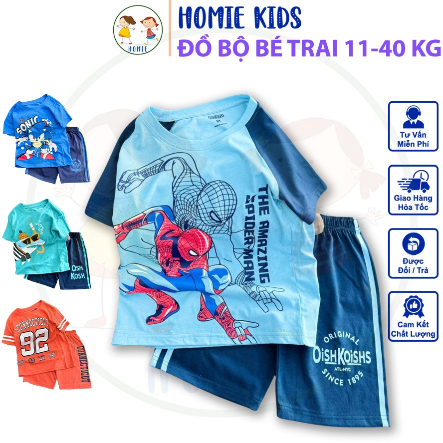 Đồ bé trai size nhí đại 11-40 kg set bộ quần áo cộc tay cho bé trai chất thun cotton phong cách cá tính đẹp Homie Kids