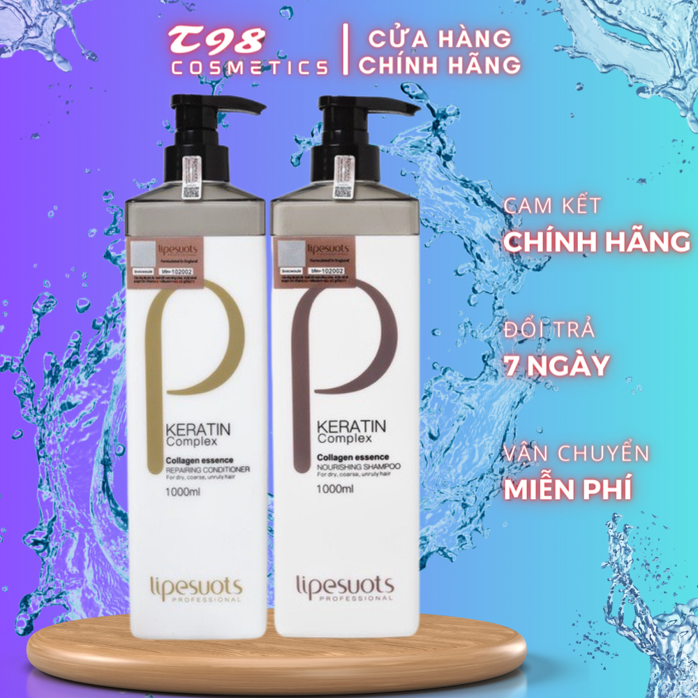 Cặp Gội Xả P Keratin Collagen Lipesouts 1000ml - Dành cho tóc khô xơ, tóc yếu, hư tổn, chẻ ngọn
