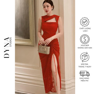 Váy body ren cut-out đính đá 𝐀𝐒𝐇𝐘𝐋𝐄𝐘 nhún eo xẻ chân