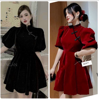 🛍 ĐẦM NHUNG NÚT TÀU SIÊU XỊN 60-95kg 🛍 BIGSIZE RIN HEO